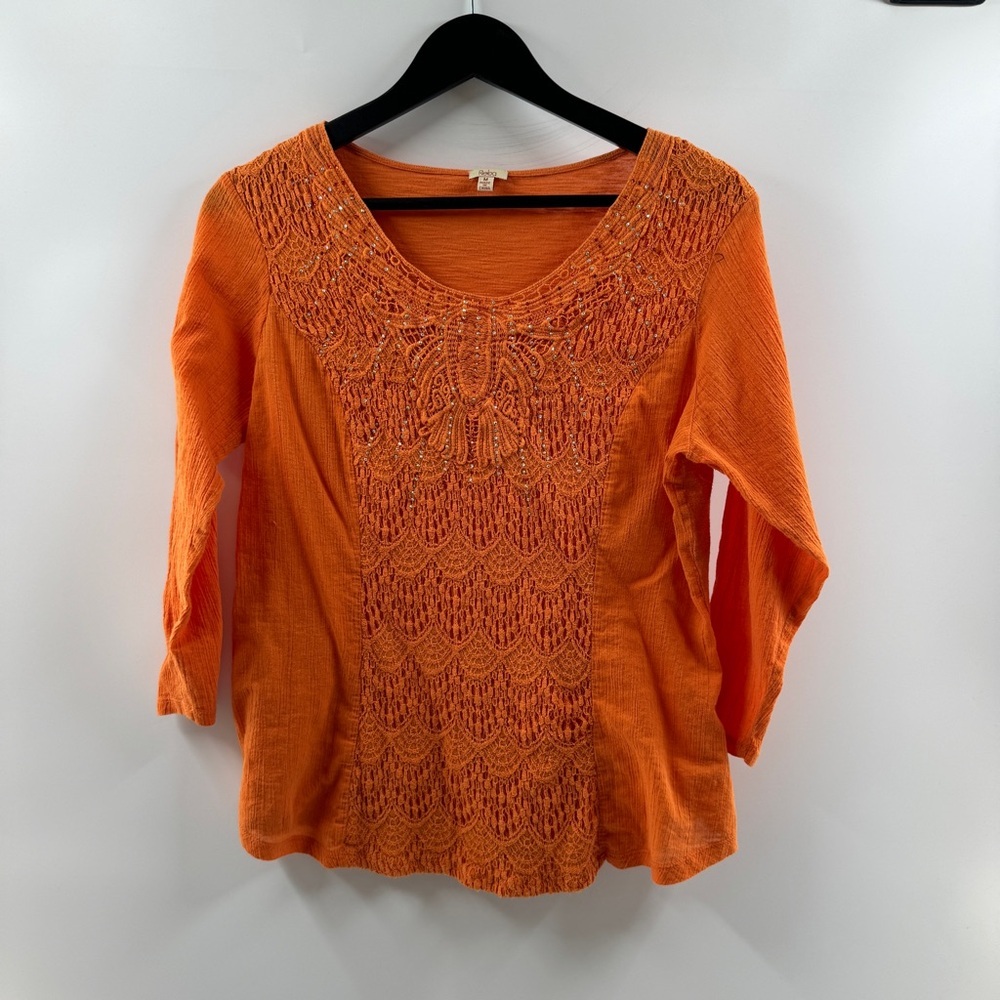 Reba Orange Crochet Detail Top – Women’s M